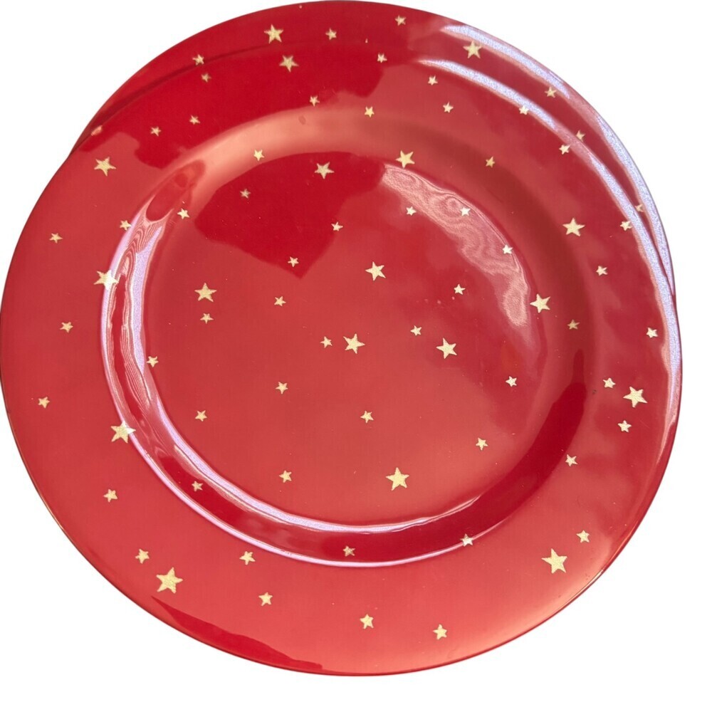 Pottery Barn Kids Starry Night Red Melamine Dinner Plates - Set of 6